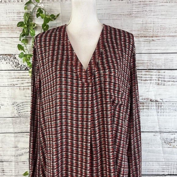 Lord & Taylor Blouse Tunic size Extra Large Red Black Career Church Executive - Picture 3 of 12